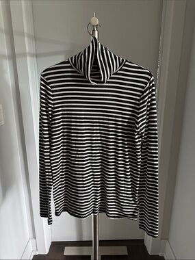GAP Black & White Striped Turtleneck Sweater